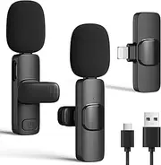 2 Pacs Wireless Lavalier Microphone for iPhone iPad, Professional Lapel Mics, Wireless Mic Plug-Play, Lapel Microphone for Video Recording Interview Conference Podcast Vlog YouTube TikTok