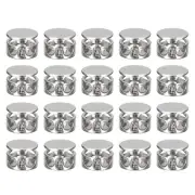 24pcs Metal Cord Locks End Spring Stop Toggle for Clothes White Nickel