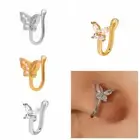 Copper Clip On Nose Hoop Ring Zircon Non Pierced Ear Clip Cuff Nightclubs