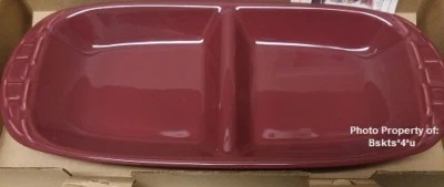 NEW USA Longaberger Divided SERVING TRAY-PLATTER-Dish-PAPRIKA RED *FREE SHIPPING
