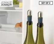 Joseph Joseph 2-Piece Barwise Twist-Lock Wine Bottle Stoppers Set