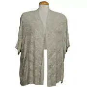 EILEEN FISHER Natural Karma Ripple Stitch Pointelle Boxy Cardigan 1X