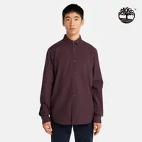 在飛比找momo購物網優惠-【Timberland】男款暗紅色格紋府綢格紋長袖襯衫(A2