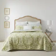 Laura Ashley Cotton Coverlet Set QUEEN Bed Bedspread Country Rowland Sage Green