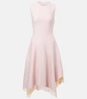 [McQueen] McQueen Asymmetric lace-trimmed midi dress AU 6 pink