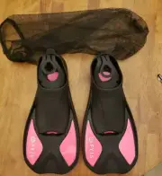 F FYJS Short Swim Fins Travel Size Diving Flippers with Mesh Carrying Bag US 5-6