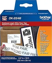 Brother Genuine DK-2246 Label Paper for Brother QL Label Printers - Continuous Length Black on White Paper Labels, 4.07” x 100’ (103mm x 30.4m)