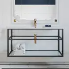 Swiss Madison Bathroom VanityTop White Basin Sink Metal Frame w/Open Shelf+1Hole
