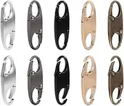 10 PCS Zipper Clip Theft Deterrents, Double Zipper Pull Replacements - Secure Your Belongings (Black,Gun Black,Gold,Bronze,Silver)