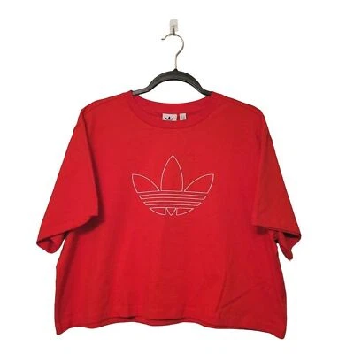Adidas Womens Top Red XL Oversized Logo Plus Size NEW