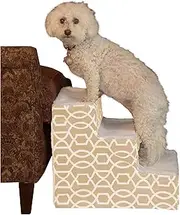 Pet Gear Soft Step III Pet Stairs, 3-Step for Pets up to 50 lb, Trellis Print, Tan