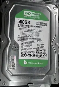 在飛比找Yahoo!奇摩拍賣優惠-WD綠標SATA硬碟 500GB WD5000AADS-00