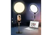 26cm Desktop Ring Light for Video Conference/Record, Dimmable with Stand & Phone Holder