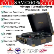 mbeat Uptown Retro Bluetooth Woodstock II Turntable Player Speaker (TX/RX) Black