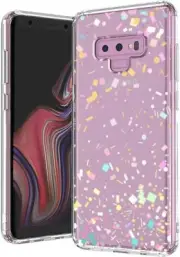 Samsung Galaxy Note 9 Colorful Confetti Cell Phone Case -Clear-
