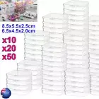 Mini Clear Plastic Beads Storage Box Set Hinged Lid Containers Small Square Case