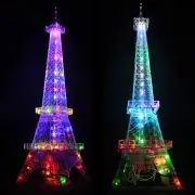 DIY Eiffel Tower Electronic Kit Bluetooth LED USB Audio Amplifier Multi-Color Lights Easy Assembly Compatible with Andro