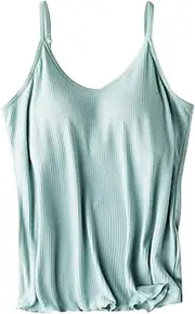 [Generic] Camisole Stretchy Women's Solid Color Thread with Chest Pad Without Wearing Bra One Tank Top Cute Top Crop