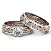 Vintage Bridal Sets Rings Rose Gold Diamond Ring Unique Filigree Engagement