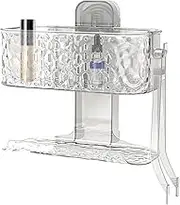 Qzdtue Double Layer Bathroom Organizer, Suction Cup Hooks Shower, No Drill Wall-Mounted Storage Rack, Size 21.5x10.5x20.3cm Toiletry Holder, Strong Adhesive Tray, Kitchen and Home