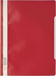 Durable Clear View A4 Document Folder Red | Transparent Front Cover | Pack of 50 Folders | Ideal for Holding A4 Punched Documents
