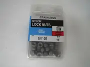 Grip Fast Stainless Nylon Insert Lock Nuts 1/4"-20 Qty 40