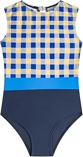 [LIZENS] Swimwear Girls One Piece for Girls Kids Bathing Checkered Swimwear 2-12 Years