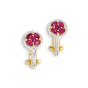 14k Yellow Gold Real Diamond u0026 Ruby Earrings