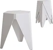 Artiss 4X Puzzle Stool Plastic Bar Stools Stackable Foot Stool Side Table White