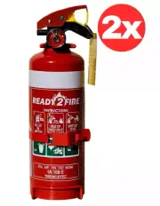 2x Ready 2 Fire Extinguisher 1kg ABE Dry Powder Car Boat Home Caravan Pro