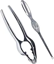 Lybunair 2 Piece Crab Cracker and Pimple Set, Stainless Steel Crab Cracker Tool Crab Cracker Clip Spoon Set, Seafood Crackers and Forks