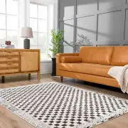 Size: 2'8" x 7'3" Runner - Leryn Black & White Checkered Area Rug