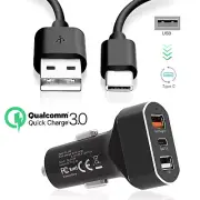 Ultra-Smart Fast Car Charger QC3.0 Type C Cable For Samsung Galaxy S8 S9 Note 8