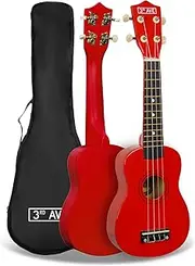 [3rd Avenue] Soprano Ukulele Beginner 21 Inch 4 Nylon Strings with Free Uke Bag – Red