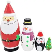 Gmokluytw Holiday Nesting Dolls,Handmade Christmas Wooden Nested Doll | Cute Christmas Russian Nesting Dolls Stacking Toys for Kids Christmas Birthday Home Decoration