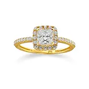 Square Set Surround Ring with Cubic Zirconia in 9kt Yellow Gold