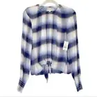 NEW Cloth and Stone Plaid Crop Top Womens Size Small Tie Front
