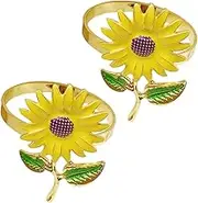 NAMOARLY 2pcs Napkin Buckle Floral Napkin Rings Thanksgiving Flower Decor Fall Decor Floral Sunflower Towel Rings Tableware Accessories Metal Yellow