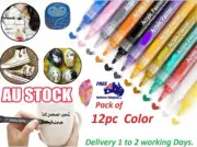 Acrylic Paint Marker Pens Permanent Art Rock Metal Glass Pebble Waterproof 12PZR
