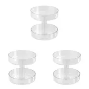 3PK Boxsweden Crystal Round Easy Access 2 Tier Turntable Storage 21x21x21.5cm