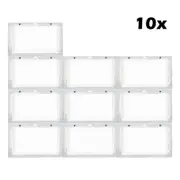 10Pcs Premium Shoe Box Storage Organizer Side Display WHITE