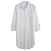 Sleepshirt Cotton Nightshirt For Mens White L