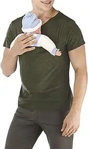 [Generic] Kangaroo Shirt for Dad and Baby, Dad and Baby Carrier Shirt, V Neck Short Sleeve Kangaroo (Medium,Green)