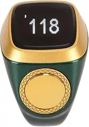 Smart Counter Ring, 18 mm Digital Counter Finger Ring, Time Display, Lightweight, Portable 0.49 Inch Display for IQibla App (Green)