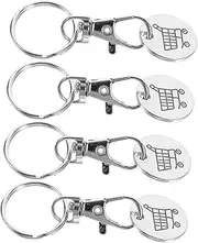 [SOPOTUTU] 4Pcs Shopping Trolley Token Key Rings Keychain Pendants Practical Key Holder for Shopping Cart Simple Design Portable Supermarket Token Keychains