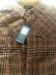 NWT'S NEW PENDLETON WOOL MEN'S PLAID SNAP-FRONT WESTERN CANYON SHIRT XL $189