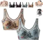 [hayaaeeu] Miracharm Bras,ElleBloom- Ice Silk Lace Cooling Comfort Bra,Plus Size Push Up Wireless Breathable Bra.Breathable,Lightweight (Skin+Blue,Large)