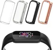 [4-Pack] Case Compatible with Fit bit Luxe, Ultra Slim Soft Full Cover Screen Protector Replacement for Fit bit Luxe - Clear, Black, Silver, Rose Gold