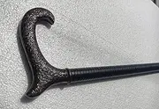 Blackperlcrafts by Antique Black Brass Derby Head Handle Stainless Steel Tactical The Remarkable V Walking Stick Cane Gift