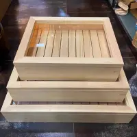 在飛比找蝦皮購物優惠-新上架 日式木製帶蓋刺身盒魚盒三紋魚盒板前用木盒盒日本料理餐